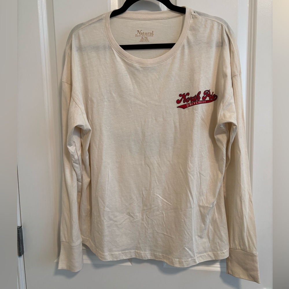 Natural Reflections Beige Long Sleeve Tee with Christmas Logo